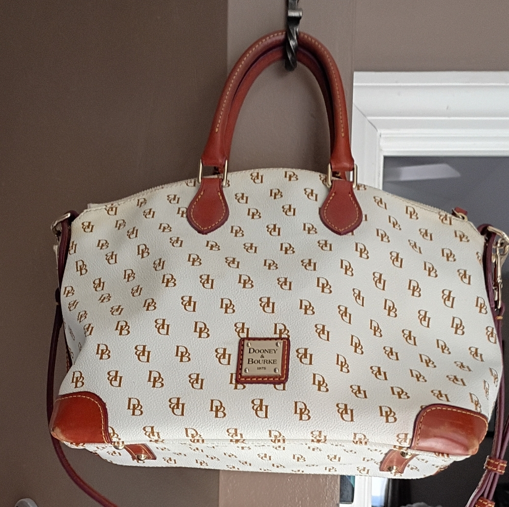 Dooney & Bourke Cream and Brown Satchel